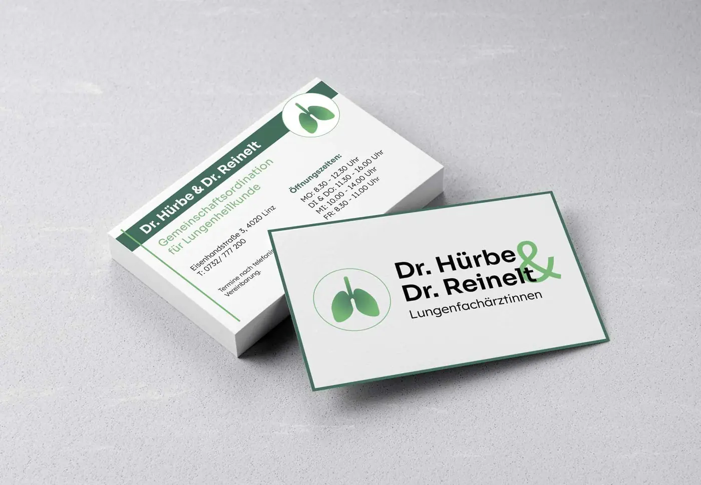 Visitenkarte Dr. Hürbe und Dr. Reinelt, madea