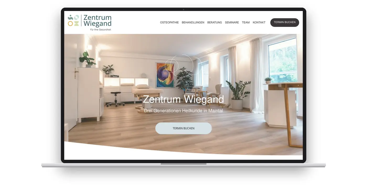Website Zentrum Wiegand am Laptop, madea