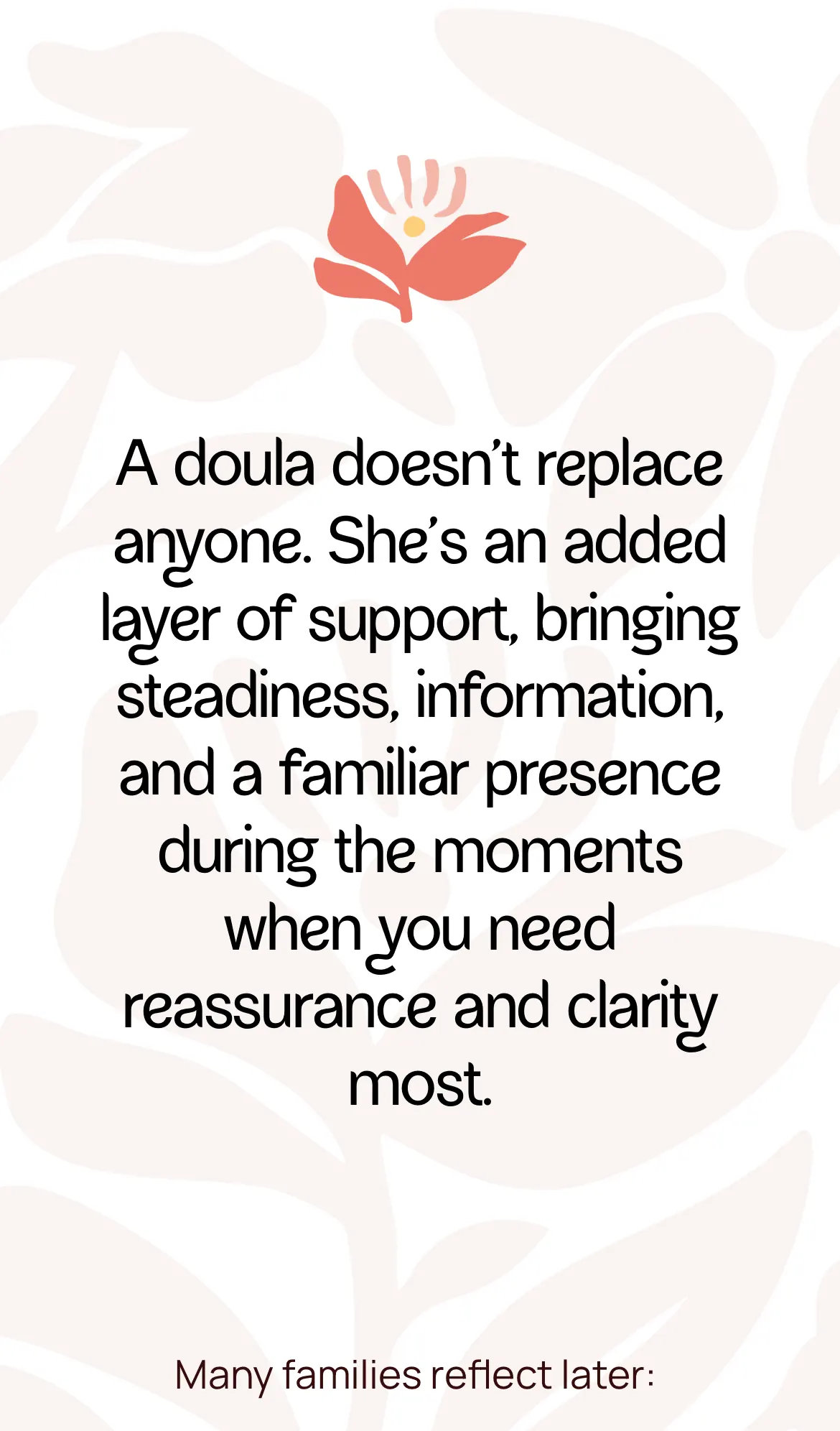 Abschnitt auf bloombright.me am Handy: A doula doesn't replace anyone, madea