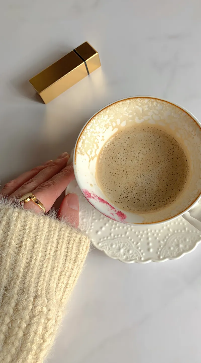Tasse Kaffee auf hellem Marmor, Stimmungsbild Bloom Bright, madea
