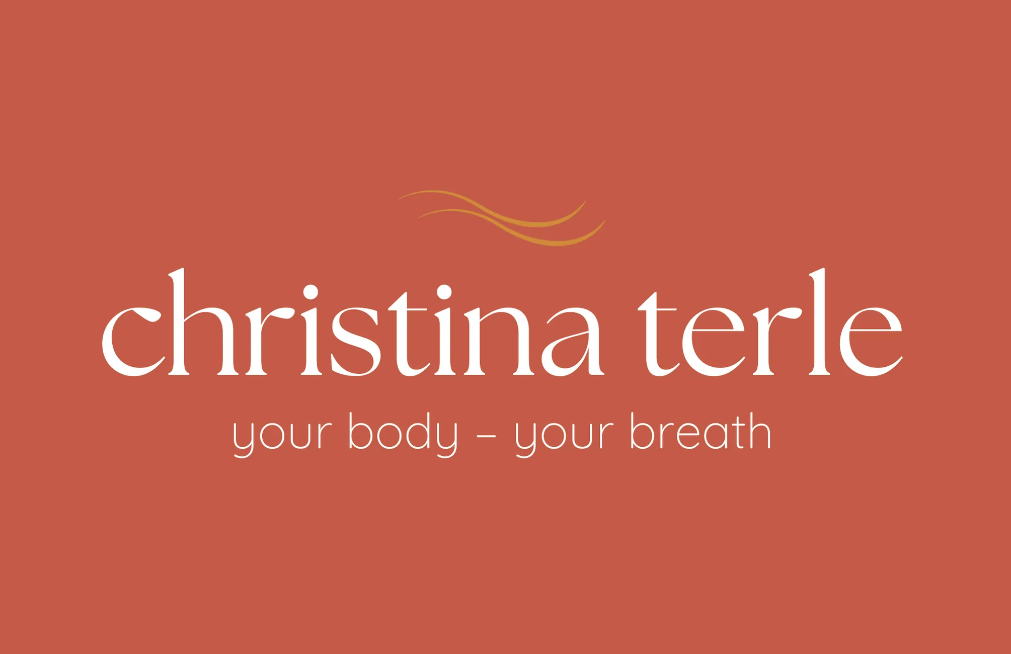 Visitenkarte von Christina Terle mit ihrem Zeichen aus zwei geschwungenen Linien, Yoga und Breathwork in Villach, madea