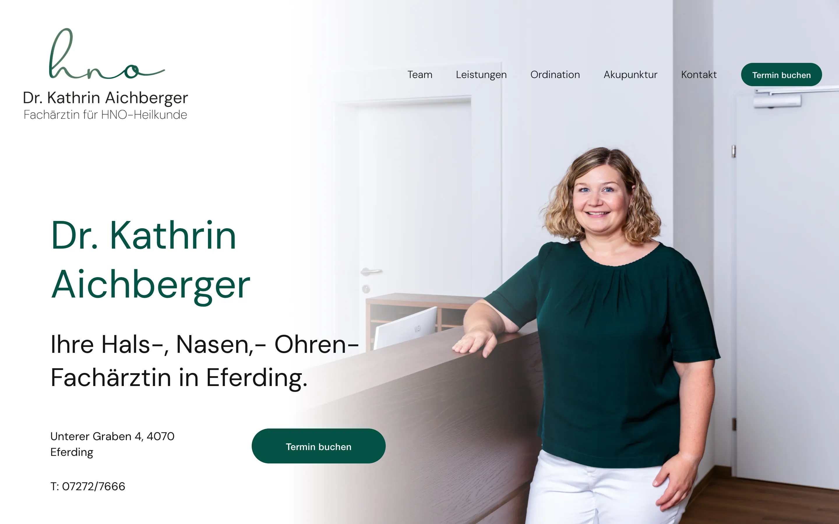 Startseite hno-eferding.at: Dr. Kathrin Aichberger, Ihre Hals-, Nasen-, Ohren-Fachärztin in Eferding, mit Termin buchen, madea