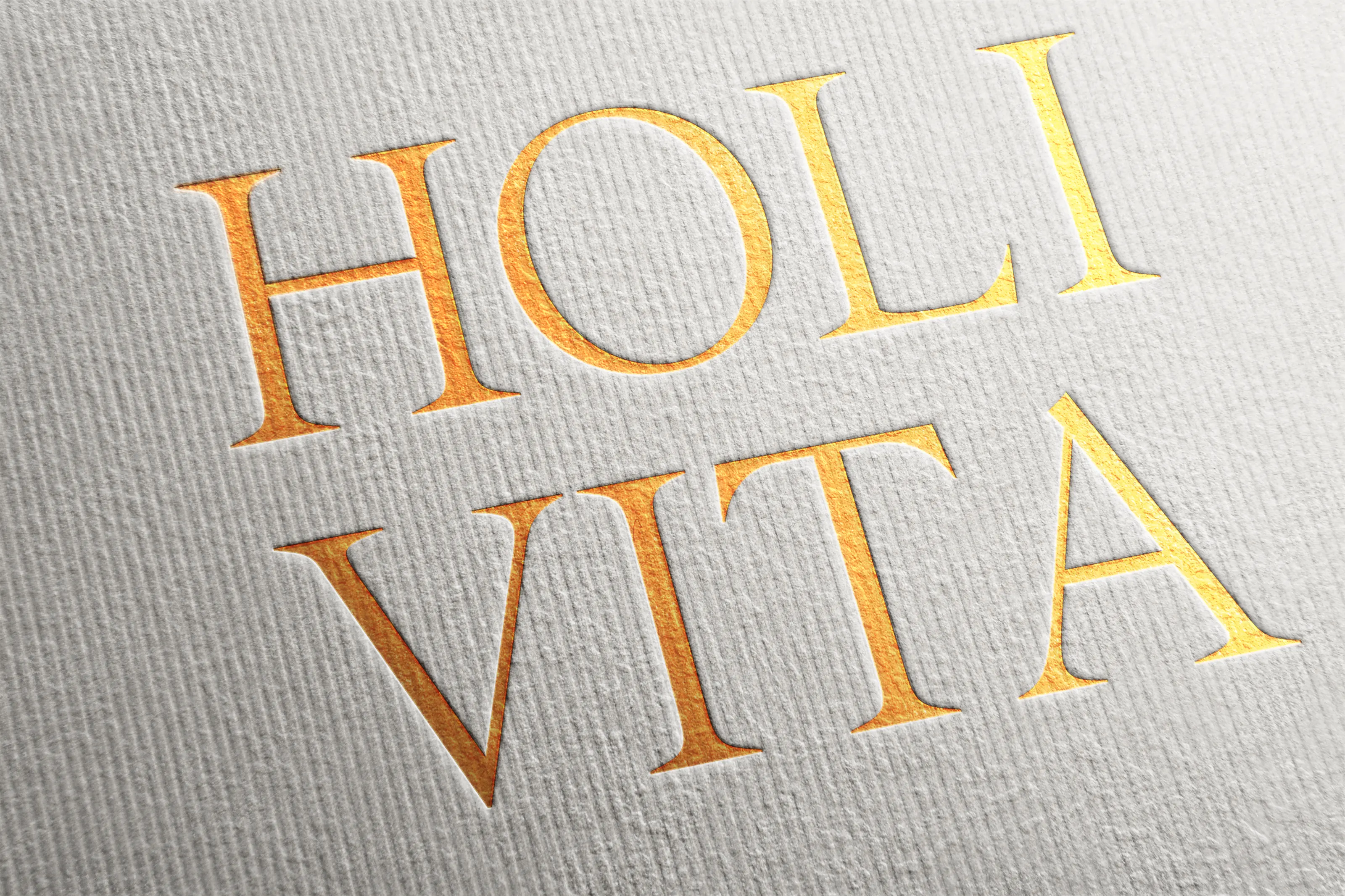 Die Wortmarke Holivita geprägt auf strukturiertem Papier, madea