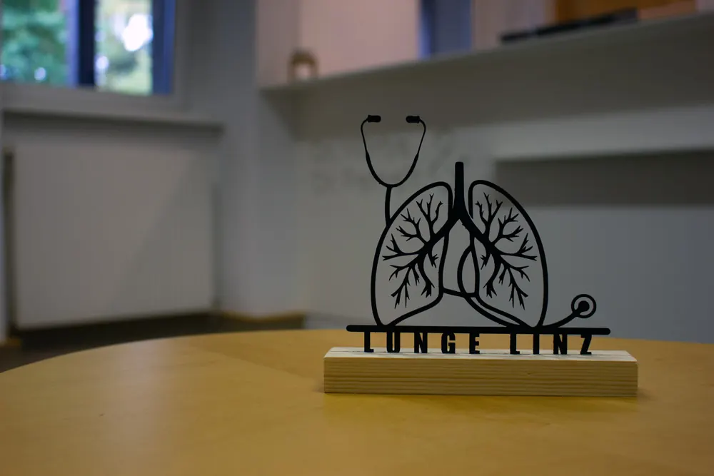 Lunge als Skulptur auf dem Tisch der Praxis, madea